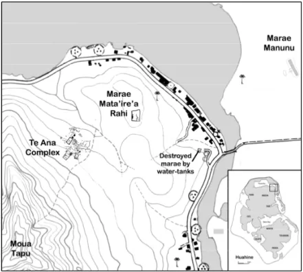 Fig. 3. Map of area around Maeva Village, Huahine. 
