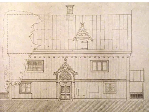figur 2. Stadsingenjör Nils Börrings uppmätning av huset från 1905, då Visby stad förvärvade huset, visar att 