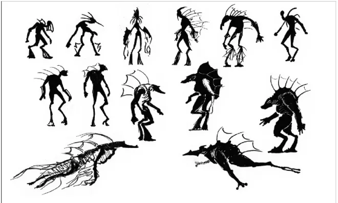Figur 1: Ett antal utvalda siluetter som visar hur progressionen gick till. 