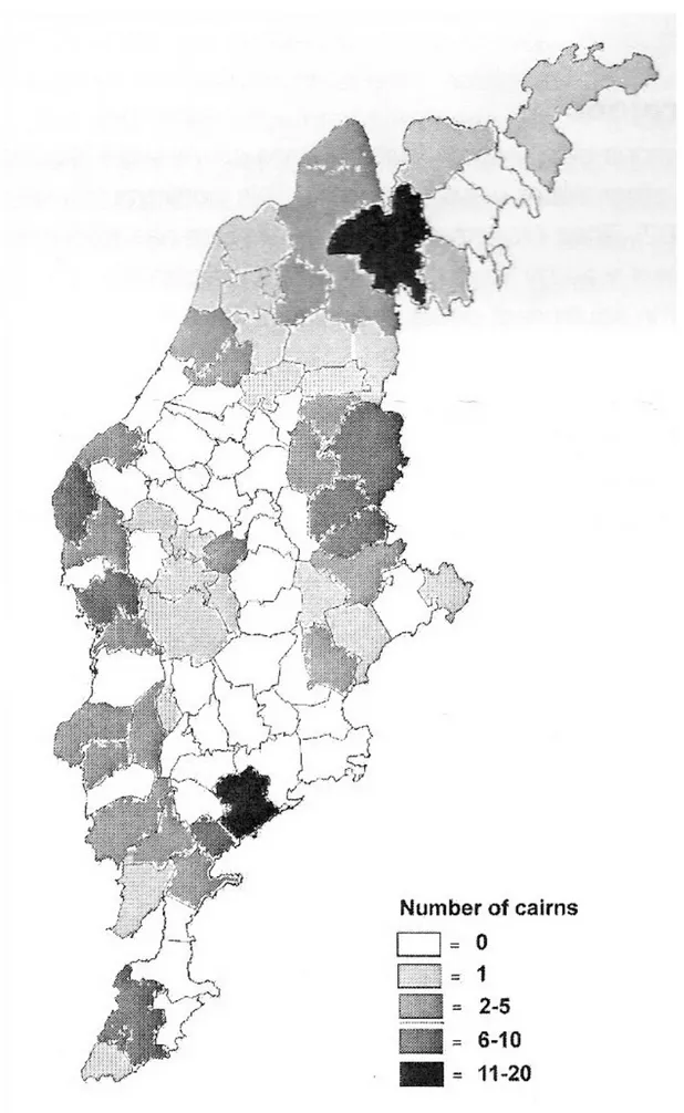 Fig. 7: Antalet stenrösen på Gotland med en radie över 20 meter (Martinsson-Wallin 2010)
