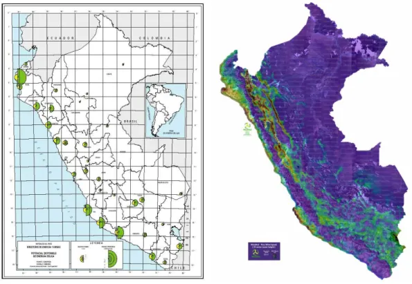 Figure 1: Wind Map of Peru [4].   Figure 2: Wind Atlas for Peru [3]. 