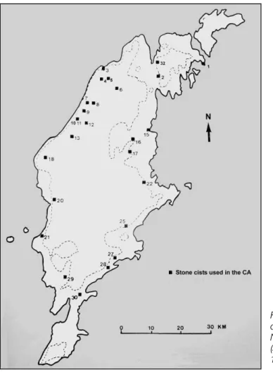 Figure 12. Dispersal  of excavated Late  Neolithic stone cists  (after Luthander  1986)