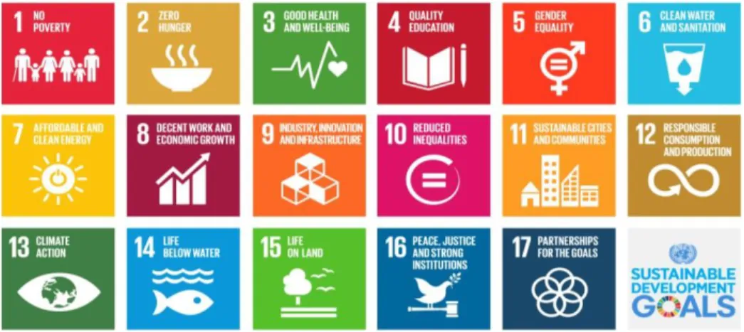 Figure 2: Sustainable Development Goals by UN, (United Nations, 2015b). 