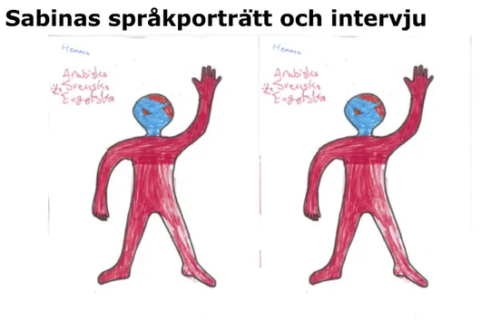 Figur 2. Sabinas språkporträtt i och utanför skolan. 