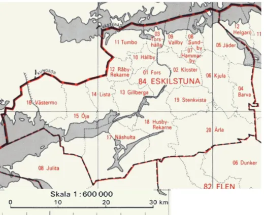 Fig. 2. Ur Atlas över rikets indelningar. Statistiska centralbyrån och Lantmäteriets KartCentrum 1992