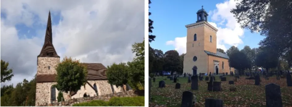 Figur 3 och 4: Österhaninge och Västerhaninge kyrkor. Foto: Maja Åkerström