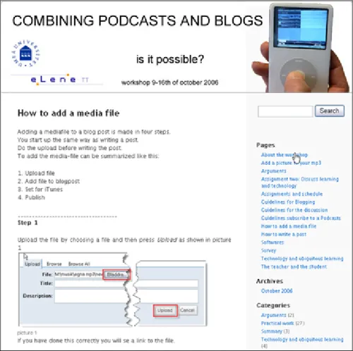 Figure 1. The figure shows a screen shot of the WordPress blog. 