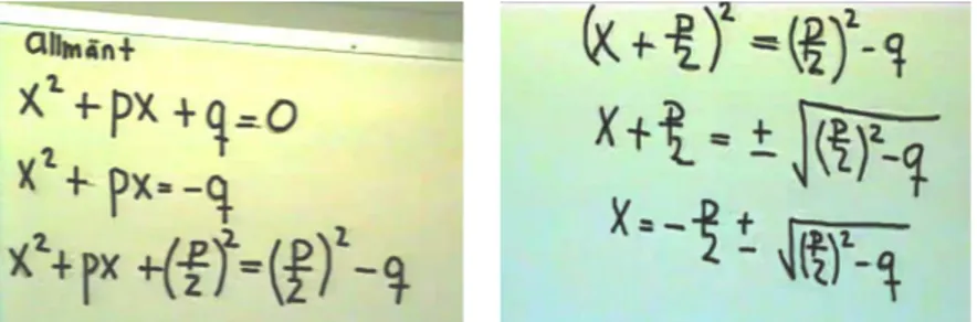 Figur 6.7. Kvadratkomplettering – generalisering (Maria, Lektion 25). 
