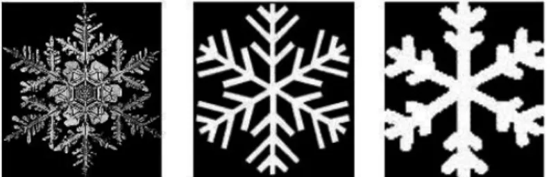 Figure 10. Three models of a snowflake, described on three levels of 
