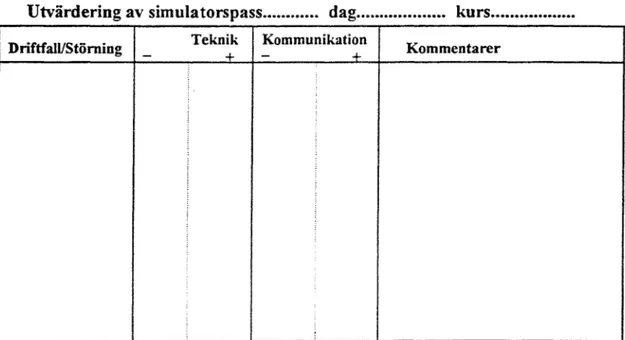 Figur 11. Formulär för utvärdering av teknisk kunskap och kommunikation. 