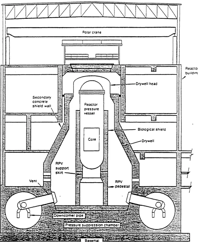 Figure  5.  BWR  Mark  I Type  Metal  Containment  Enclosed  in  a Reactor  Building.  Source:  (ORNL/NRC/LTR-90/17) 