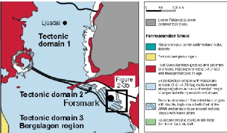 Figure 2-1: Regional geological setting of the Forsmark (modified from SKB R-08-19 Fig