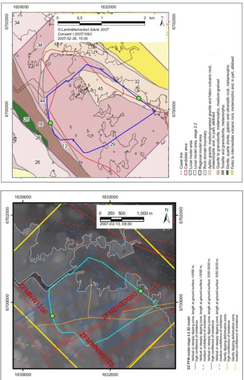 Figure 2:  Planned location of the transport tunnels (blue lines) and ventilation shafts (filled 