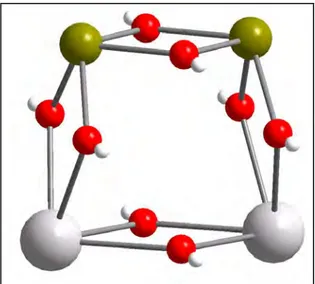 Figure 3. Ball and stick model of the [Th 2 Fe 2 (µ 2 -OH) 8 (H 2 O) 12 ] 10+  complex (Torapa- (Torapa-va et al., 2010)