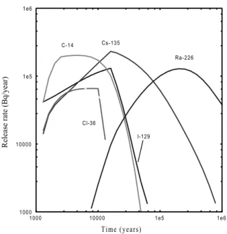 Figure 5  Near-field breakthrough curves used as the source term for geosphere