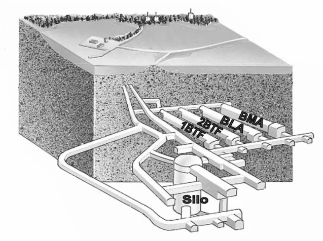 Figure 2.1 Schematic illustration of the SFR 1 repository, showing the various vaults