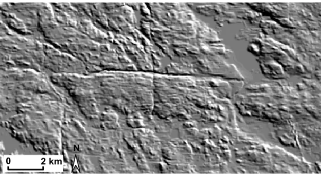 Figure 9. Digital terrain model showing the Moredalen valley, relief map, covering an area of c