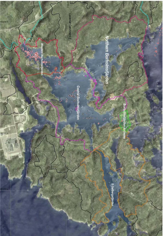 Figure 3.1. Map of Laxemar in the present day showing drainage system from Laxemar  catchments 8, 9 and 10