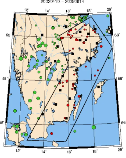 Figur 1. Polygonen som definierar arean inom vilken seismiska data efterfrågades av expeterna (från Lunds presentation 20 juni 2005)