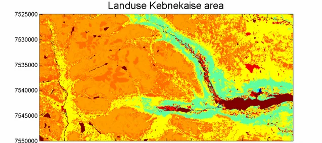 Figure 3. Land use data exemplified for the Kebnekaise area. 