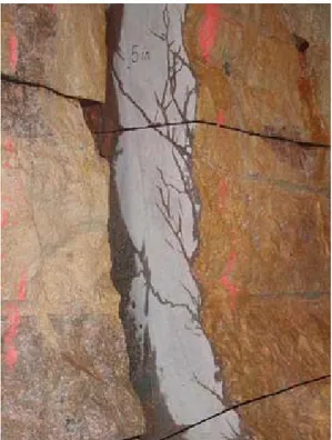 Figure 1.6.  A slot cut in the wall to study the EDZ.  Note the blasting-induced cracks