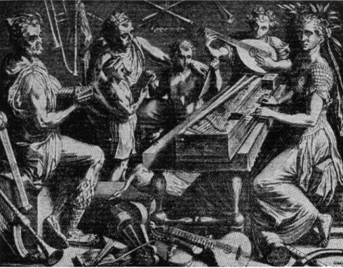 Fig.  3.  Musica.  Kupferstich  nach Frans Floris.  (Nach  R.  Haas,  Aufführungspraxis der 