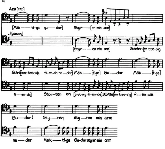 Illustration 2. Sketch 1 for  Aeneas  Act V, No.4 Duet.  S-Uu Caps.  57:3a, 15/VI. 