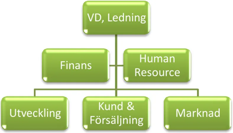 Figur 1.2: Organisationsschema över Tactels samtliga funktioner. 