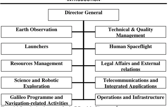 Figure 1.1 Organisational structure for the DG and the Directorates 6