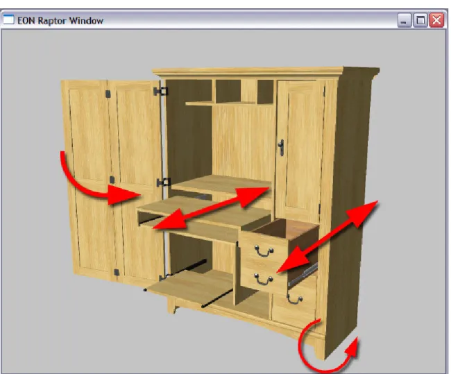 Figure 5 An armoire visualised with EON Raptor. The interaction makes it possible to 