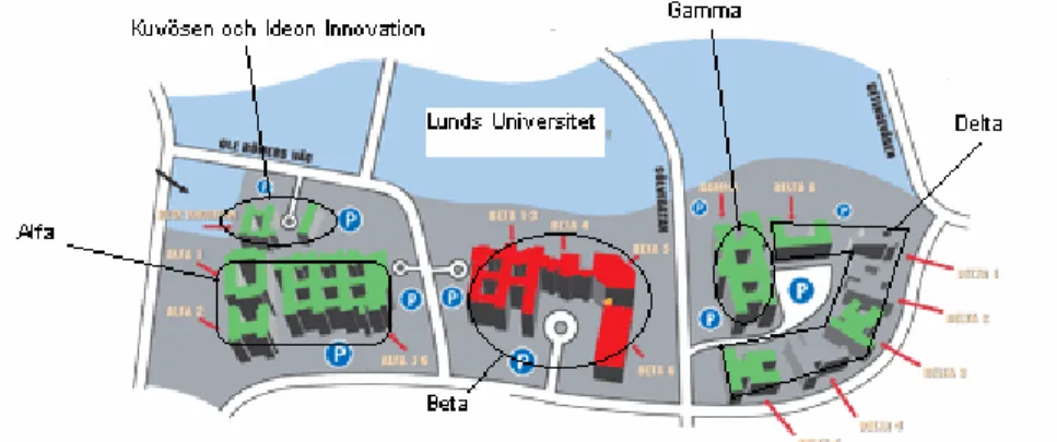 Figur 4.1. Karta över Ideonområdet. 
