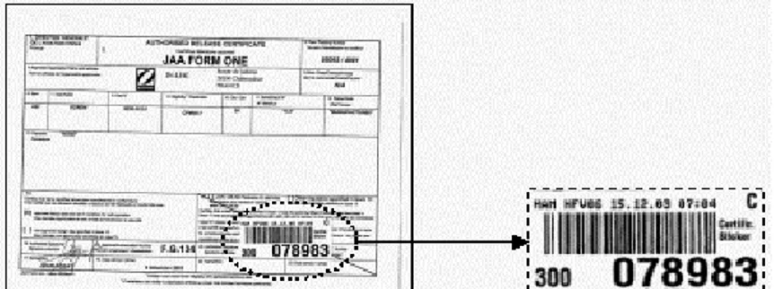 Figure 4.3. The figure shows the ZID barcode, which is automatically  recognised on certificates and delivery notes