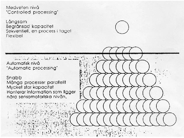 Figur 1. Bilden visar en modell av människans kognition. (Werner Schneider, 1993,  sid  102)