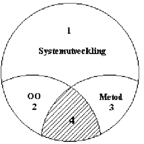 Figur 5 illustrerar systemutvecklingens olika aktuella avgränsande delområden, varav  problemområdet utgör en delmängd av systemutvecklingen