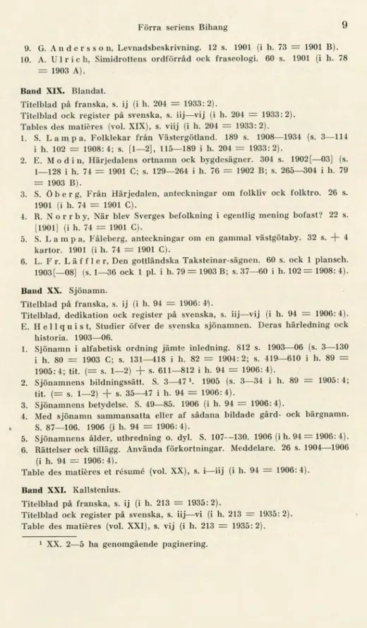 Table des matkres et resumé (vol. XX), s. i-iij  (i  h. 94 = 1906: 4). 