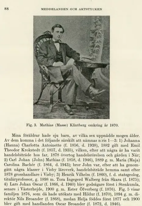 Fig. 3. Mathias (Masse) Klintberg omkring år 1870. 