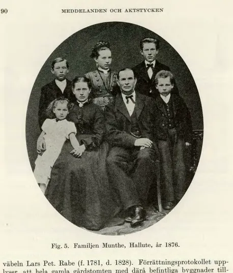 Fig. 5. Familjen Munthe, Hallute, år 1876. 