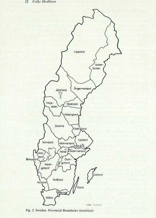 Fig. 2: Sweden. Provincial Boundaries  (landskap). 