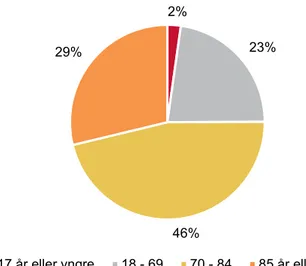 Diagram 6. Bostadsanpassningsbidraget/reparationsbidraget fördelat på ålder. 