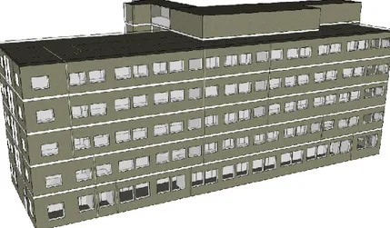 Figur 3: IDA ICE modellen av kontorshuset. 