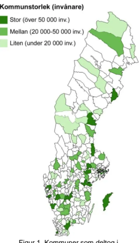 Figur 1. Kommuner som deltog i  undersökningen. 