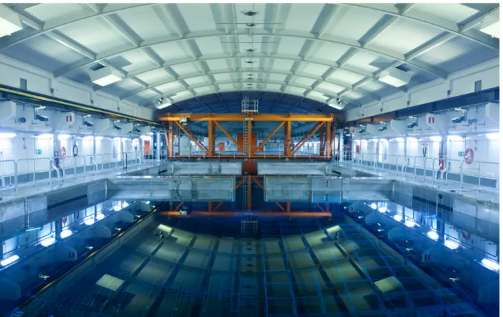 Figure A4   Storage pool in Clab. The top edge of the spent fuel is eight metres below the water surface.