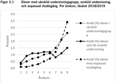 Figur 3.1  Elever med särskild undervisningsgrupp, enskild undervisning, 