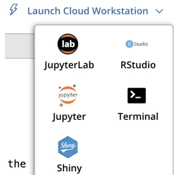 Figure 6. A variety of Cloud Workstation types are avail- avail-able.