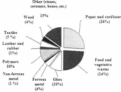 Figure 2.  Morphological structure of solid waste in St Petersburg 