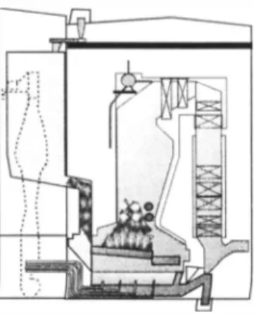 Fig 5.  Sketch of the boiler after modification.for burning of industrial waste.  The  power output is reduced by about 20 %
