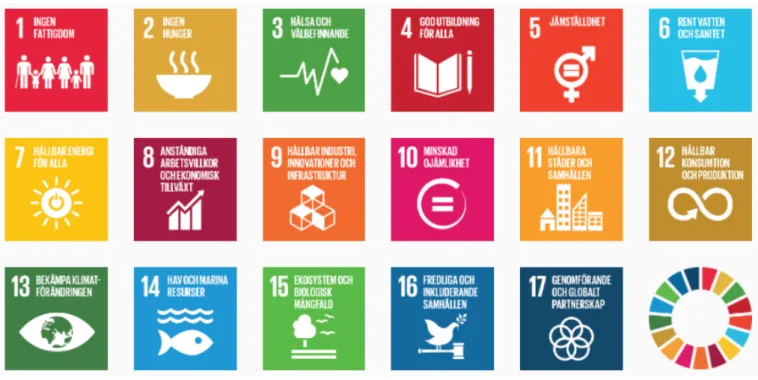 Figur 1. FN:s globala mål för en hållbar utveckling. 