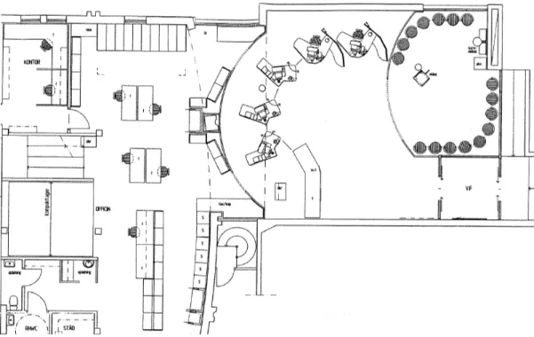 Figur  3.  Fasanens  nya  rumsliga  utformning  (ritning  efter  Apoteket  AB  och  A
