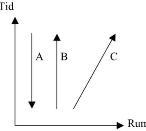 Figur 1. En modell över olika livsbanor i tidrummet. 