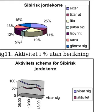 Fig 12. Aktivitetsschema för sibirisk jordekorre utan mijöberikning.